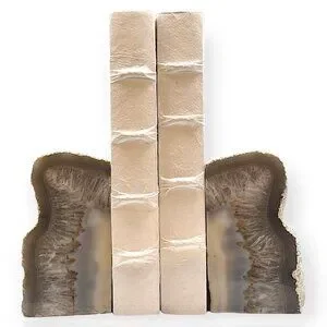 Agate Crystal Bookends W/ Geode Center Natural Stone Bookshelf Decor Unique G