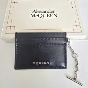 Alexander McQueen Black Leather Card Holder