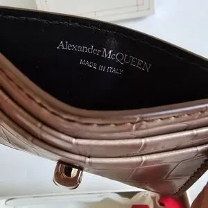Alexander McQueen Skull Croc Embossed Leather Card Holder Ombre Light Co…