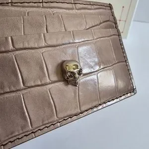 Alexander McQueen Skull Croc Embossed Leather Card Holder Ombre Light Co…
