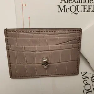Alexander McQueen Skull Croc Embossed Leather Card Holder Ombre Light Co…