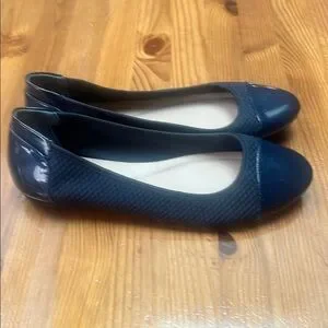 Alfani Blue Quilted Flats With Patent Toe