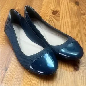 Alfani Blue Quilted Flats with Patent Toe