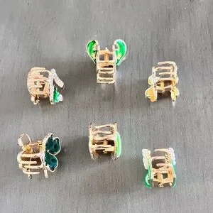 Allover Rhinestone Green Shamrock Clover St Patrick's 1” Lobster Claw Hair Clip