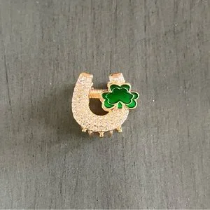 Allover Rhinestone Green Shamrock Clover St Patrick's 1” Lobster Claw Hair Clip