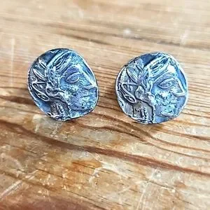 Alva Studios Silvertone Roman Caesar Cufflinks