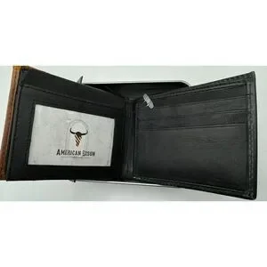 AMERICAN BISON GENUINE LEATHER BLACK AND BROWN MEN'S WALLET FAST SHIPPING