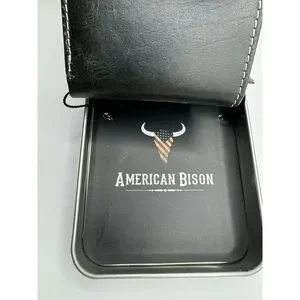 AMERICAN BISON GENUINE LEATHER BLACK AND BROWN MEN'S WALLET FAST SHIPPING