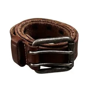 American Eagle Men’s Brown Leather Belt With Silver Double Prong Buckle
