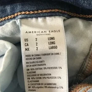 American Eagle Next Level Stretch Distressed Blue Jeans For Women 2L