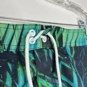 American Eagle Outfitters Blue Green Tropical Swim Board Shorts Size M Men's