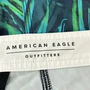 American Eagle Outfitters Blue Green Tropical Swim Board Shorts Size M Men's