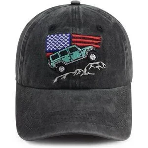 American Flag Car Hat for Men Funny Adjustable Washed Cotton