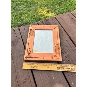 Amerigo 1990s Western Laser-Cut Wood 5x7 Picture Frame – Cowboy & Coyote