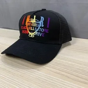 Amiri Black Trucker Hat Summer Embroidery Mesh Cap