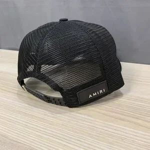 Amiri Black Trucker Hat Summer Embroidery Mesh Cap