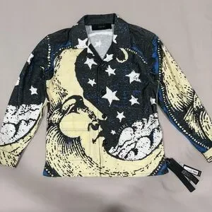 Amiri Crescent Moon Face Long-Sleeve Pajama Shirt - 6Y