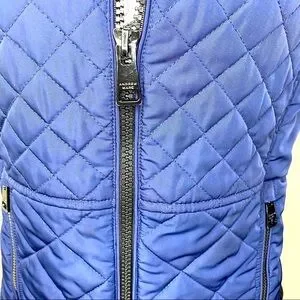 Andrew Marc Blue Quilted Vest With Black Stretchy Panel Size S Small