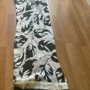 Ann Taylor Black And White Leaf Print Scarf