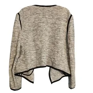 Ann Taylor Open Front Tweed Blazer W/ Black Trim Size Large In NWOT Condition