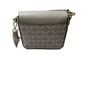 Anne Klein 7" X 8" X 3.5" Crossbody Bag With AK Logo Adjustable Strap Beige/Br
