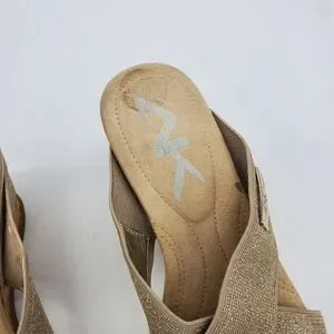 Anne Klein Sport Shoes Women 6M Lorri Gold Glitter Wedge Sandals