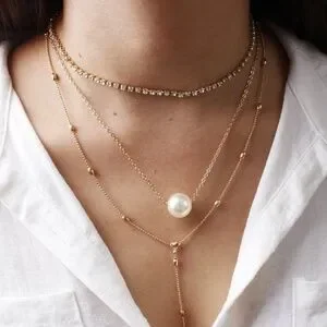 **ANTHOUSA* Pearl Multilayered Fashion Necklace