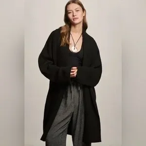 Anthropologie Black Maxi Cardigan Sweater