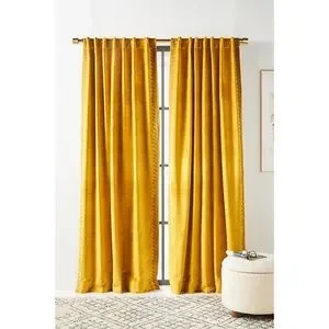 Anthropologie Embroidered Tobias Velvet Curtain 50”x 84” One Panel Only