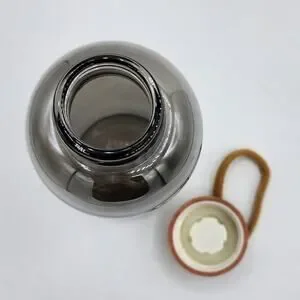 Anthropologie Iridescent Silver Mirror Luster Glass Water Bottle Bamboo Lid Rope