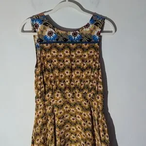 Anthropologie Maeve Imogen Mini Daisy Sleeveless Handkerchief Midi Dress