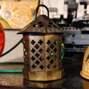 Antique/ Old Vintage Hammered Bronze Tealight Lantern Candle Holder