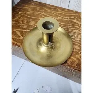 Antique Vintage Brass Round Chamberstick Candle Holder W Push-Up Adjuster Sweden