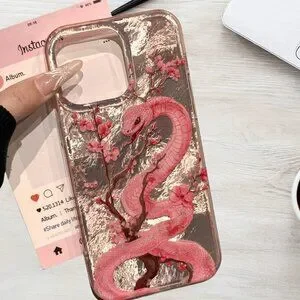 Apple iPhone 16 Pro/Max Pink Serpent Blossom phone case