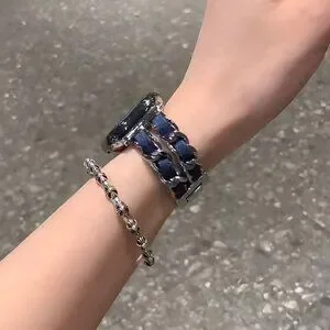 Apple Watch Band Luxury Adjustable Stylish Strap Silver Stainless Chain Denim