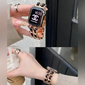 Apple Watch Band Luxury Adjustable Stylish Strap Silver Stainless Chain Rosegold