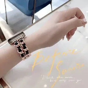 Apple Watch Band Luxury Adjustable Stylish Strap Silver Stainless Chain Rosegold