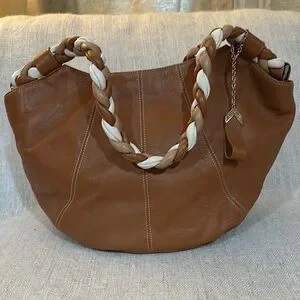 Aqua Madonna Tan And Cream Hobo Bag