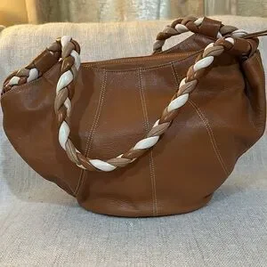 Aqua Madonna Tan And Cream Hobo Bag