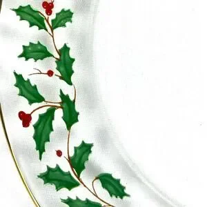 Arcoroc France Christmas Clear Holly Berries Gold Rim 8" Salad Dessert Plate(s)