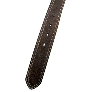 Ariat Vintage Buckle Belt Tooled Cowhide Leather 32 Brown Western Cowboy Rodeo