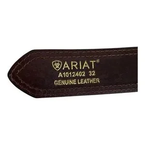 Ariat Vintage Buckle Belt Tooled Cowhide Leather 32 Brown Western Cowboy Rodeo