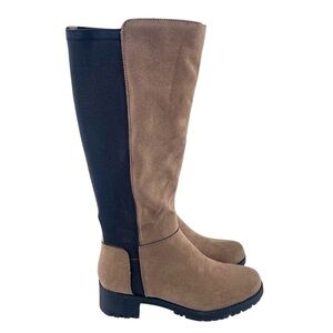 Arizona Jean Co Women’s Gray Faux Suede Tall Riding Boots Lug Sole 8.5 NWOT