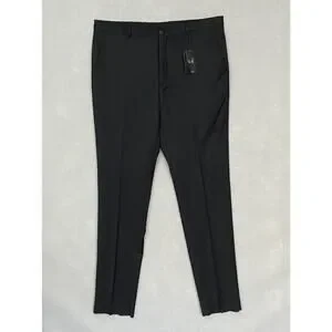 Armani Exchange Men's 40W Dress Pant Flat Front Raw Hem Stretch Wool Gray NEW G