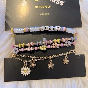 Art Class Kids Beaded Bracelets Set - Pink Blue Gold