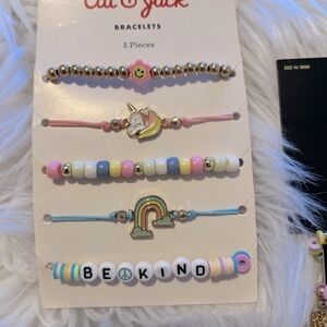 Art Class Kids Beaded Bracelets Set - Pink Blue Gold