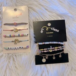 Art Class Kids Beaded Bracelets Set - Pink Blue Gold