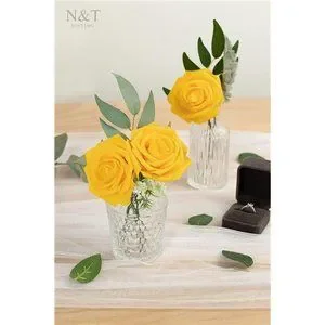 Artificial Flowers 25Pcs Fake Flowers Fall Roses Perfect For DIY Wedding Bouquet