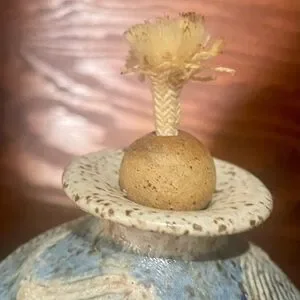 Artisan Studio Pottery Oil Lamp Signed Vintage 1970s By T.K. Seelos