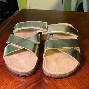 ASOS Gold Flat Slide On Sandal. Never Worn. Size 9